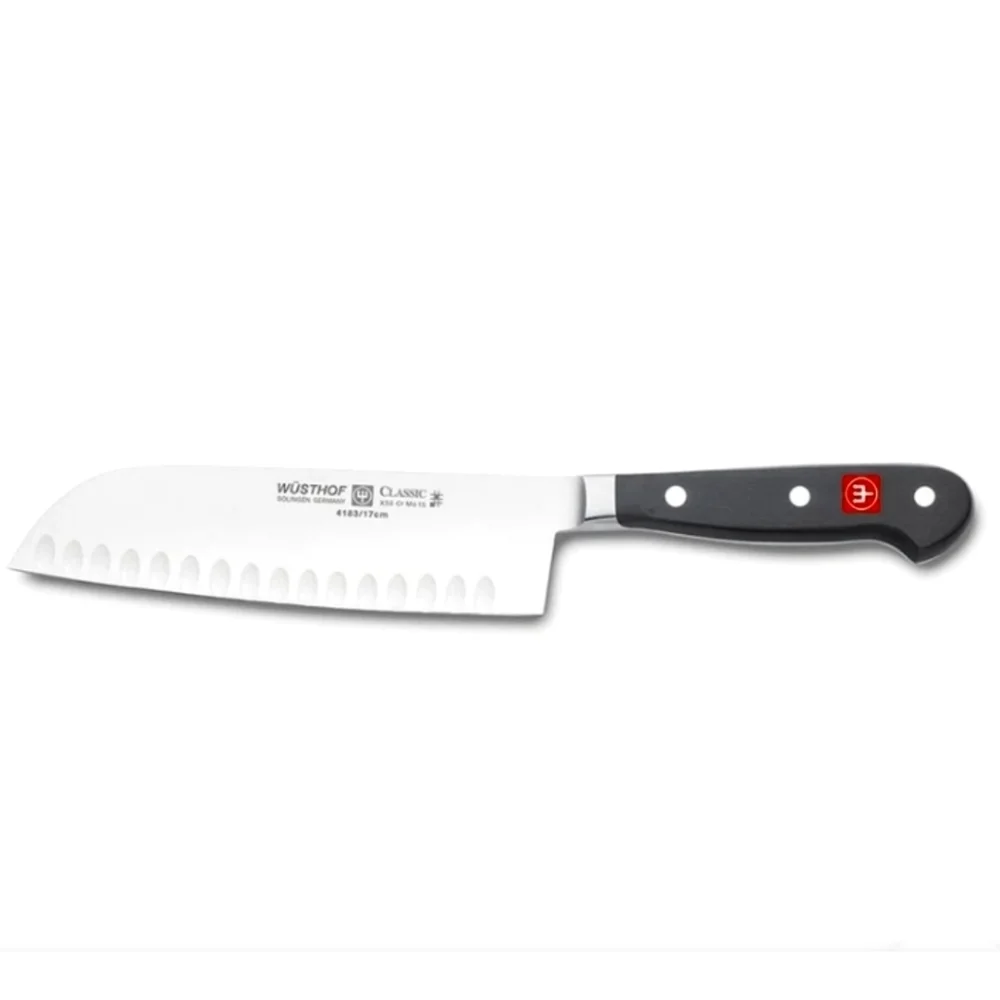 ❤BUY 5 GET 3 FREE Wüsthof 4183-7 Trident Classic Santoku Knife w/ Hollow Edge 7